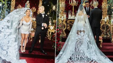 Kourtney Kardashian Dons White Corseted Dolce and Gabbana Dress Inspired by 1960s Italian Lingerie As She Ties Knot With Travis Barker in Portofino